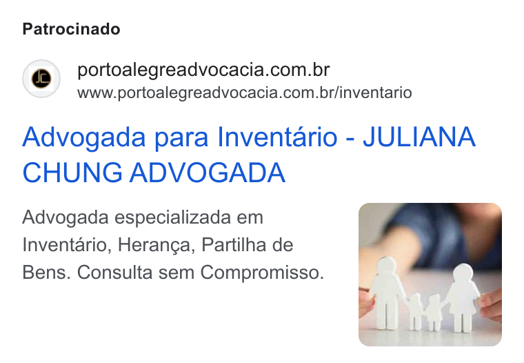 Anúncio de advogada para inventário