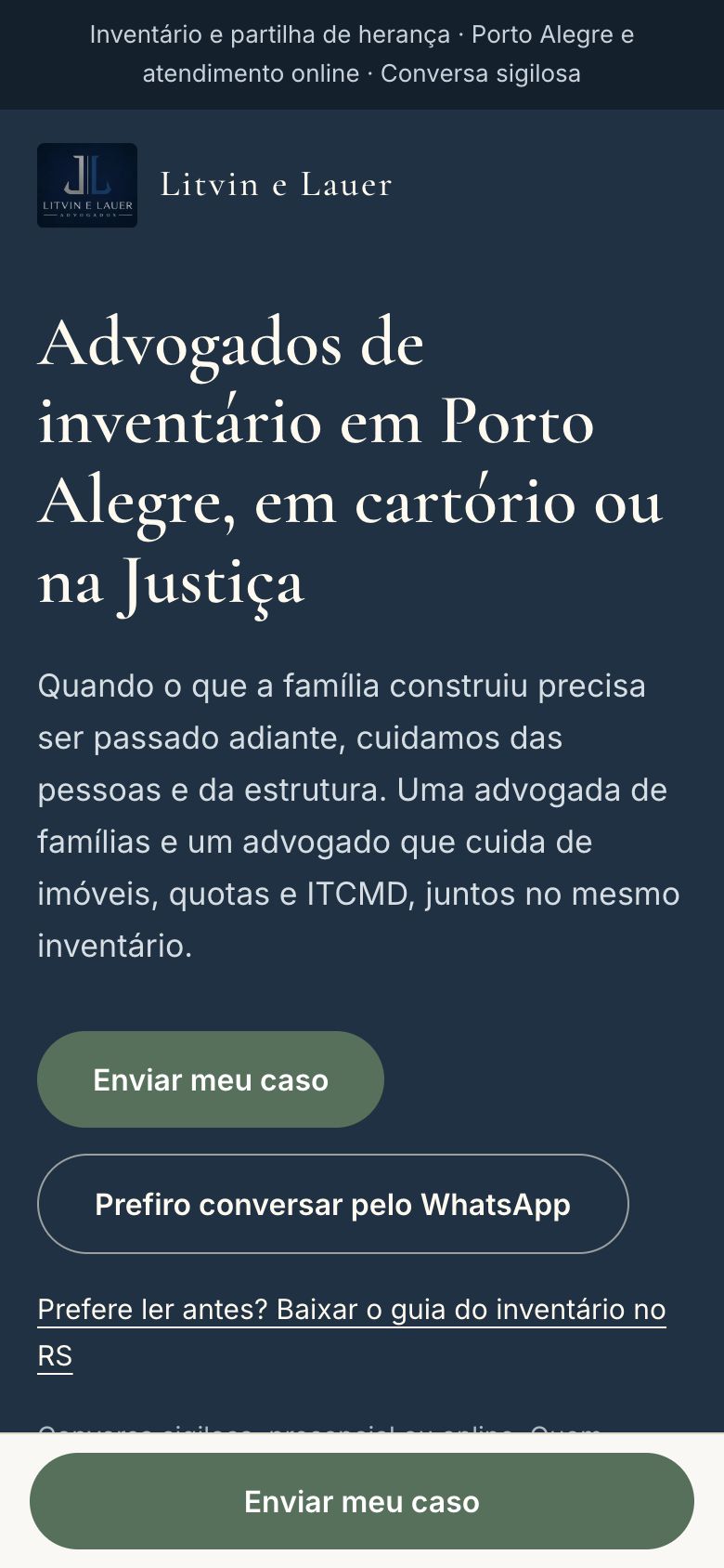 Página de inventário sugerida, versão celular